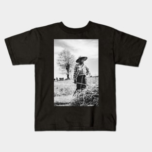 Portrait of Female Burmese Farmer at Work in Field Kids T-Shirt